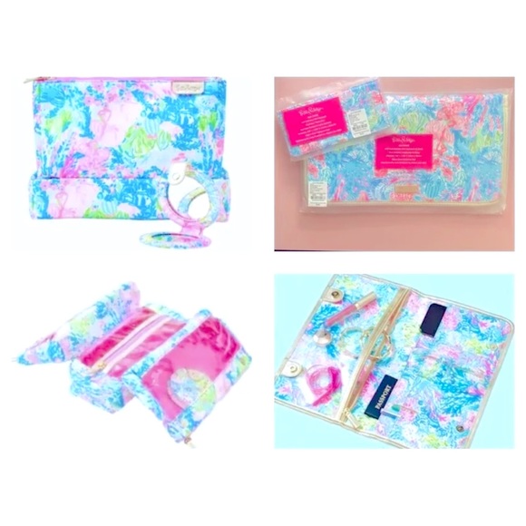 NWT LILLY PULITZER FISHED MY WISH SET CARD HOLDER COSMETIC BAG AND ORGANIZER - Picture 1 of 10